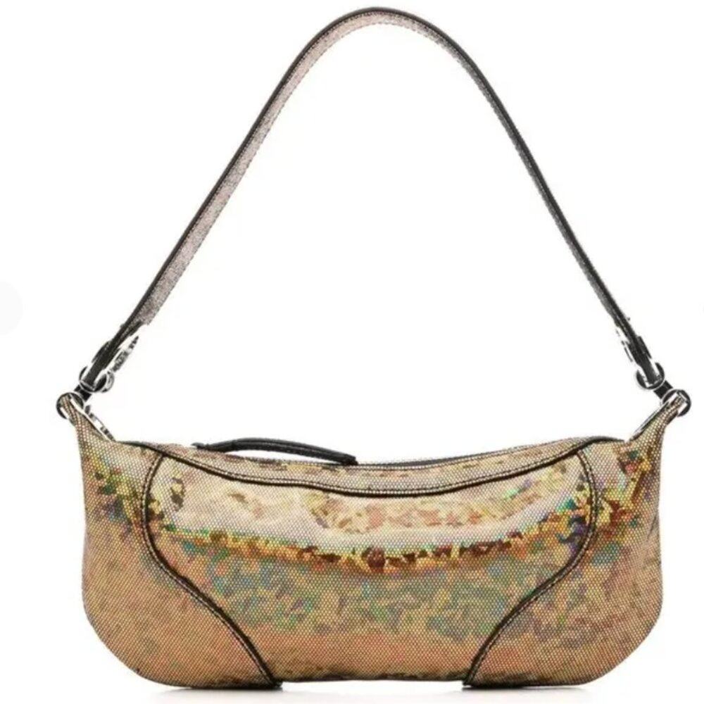 NEW BY FAR Mini Amira Iridescent Shoulder Bag Gold